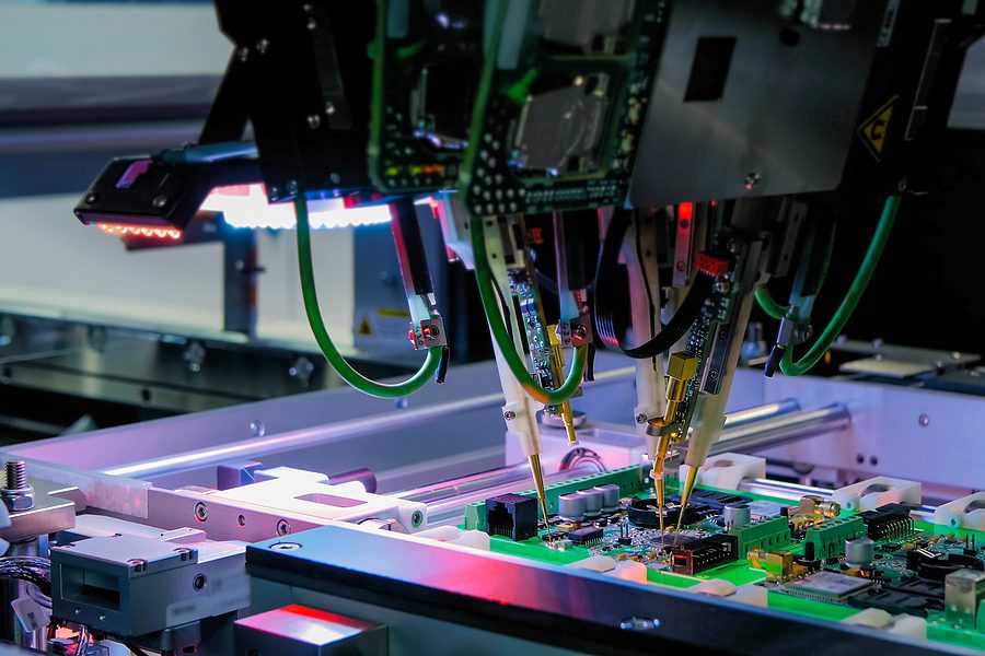 Automated printed circuit board manufacturing and assembly.
