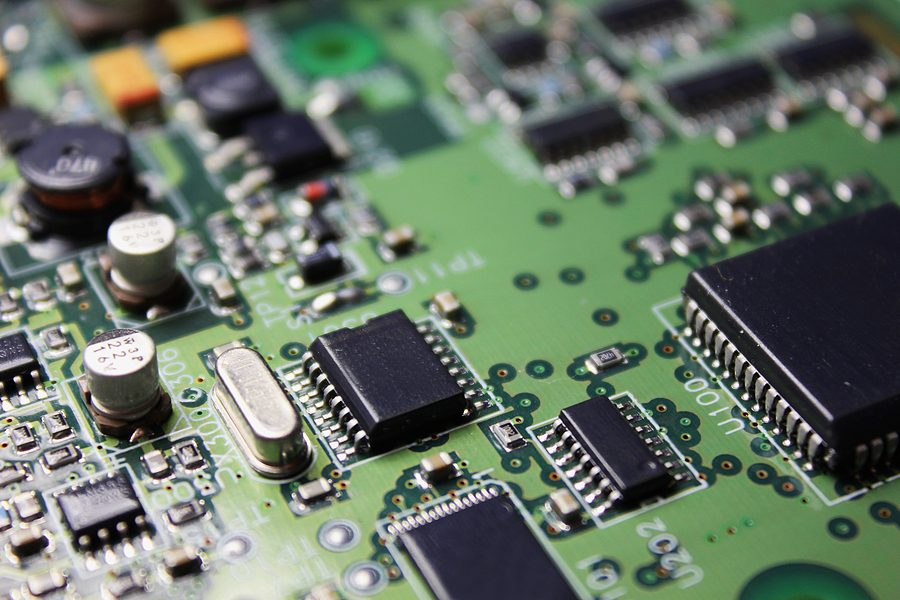 Close up photo of printed circuit board.