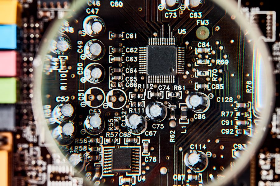 Close up of a small PCB.