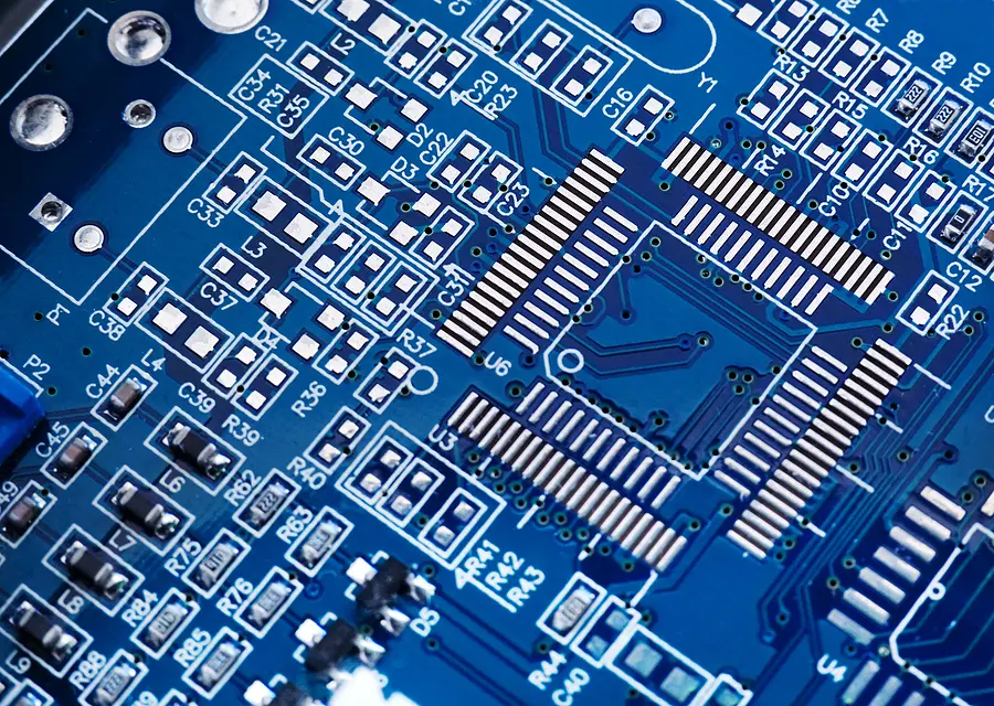 close up of a circuit board at a pcb assembly manufacturer
